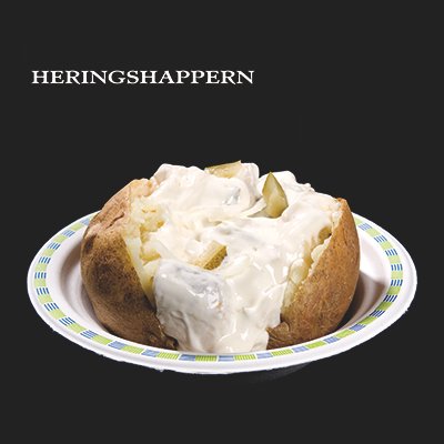 Gebackene Kartoffel mit Sahne-Heringshappen